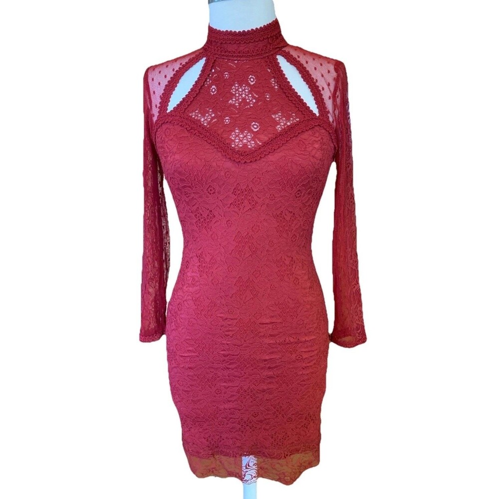 Free People Witchy Red Lacy Dress Cocktail Party Whimsigoth Small Sexy Vamp